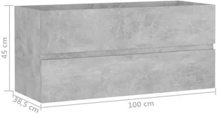vidaXL Szafka pod umywalkę, szarość betonu, 100x38,5x45 cm, płyta vidaXL - Szafki łazienkowe - miniaturka - grafika 8