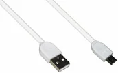 Kable USB - Unbekannt Płaski kabel micro USB płaszcz silikonowy 1 m kolor biały LKGZ68 - miniaturka - grafika 1