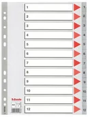 Przekładki do segregatorów - Esselte PRZEKŁADKI PP SZARE NUMERYCZNE A4 1-12 - miniaturka - grafika 1