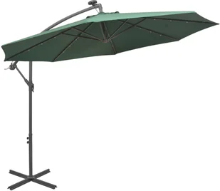 vidaXL Parasol ogrodowy wiszący, światła LED, 300 cm, metal, zielony - Parasole ogrodowe - miniaturka - grafika 5