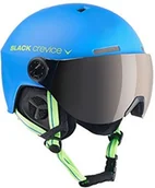 Kaski narciarskie - Black Crevice Uniseks dla dorosłych, niebieski limonkowy/srebrny wizjer, kask narciarski Gstaad z wizjerem, S/M (54-57), (54-57 cm) BCR143921-BL-1 - miniaturka - grafika 1