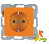 Gniazdka elektryczne - Hager BERKER B.KWADRAT Gniazdo z uziemieniem SCHUKO (zaciski śrubowe) pomarańczowy połysk 41438914 41438914/HAG - miniaturka - grafika 1