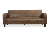 Sofy i kanapy - Vente-Unique 3-osobowa rozkładana kanapa klubowa INICIO z mikrofibry o wyglądzie postarzanej skóry - miniaturka - grafika 1