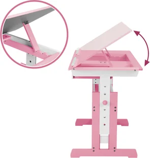 tectake Biurko dla dzieci z kontenerem na kółkach - różowy 401240 - Biurka dla dzieci - miniaturka - grafika 4