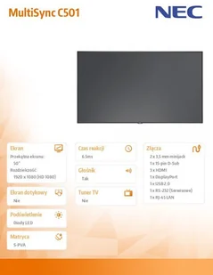 NEC Monitor MultiSync C501 50"" - Monitory reklamowe i wyświetlacze NEC Monitor MultiSync C501 50"" - Monitory reklamowe i wyświetlacze - miniaturka - grafika 8