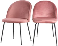 Krzesła - SELSEY Zestaw dwóch krzeseł tapicerowanych Rallsy różowe na czarnej podstawie - miniaturka - grafika 1