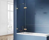 Parawany nawannowe - New Trendy EXK-2013 Parawan wannowy AVEXA GOLD P 110x150 uchylny szkło czyste 6mm Active Shield - miniaturka - grafika 1