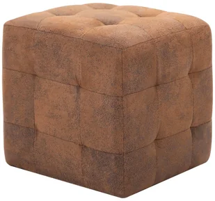 shumee Pufy 2 szt. brązowe 30 x 30 x 30 cm sztuczna skóra zamszowa - Nocniki - miniaturka - grafika 3