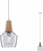 Lampy sufitowe - Paulmann 79745 Neordic Ylvie lampa wisząca maks. 1 x 20 W lampa wisząca do lamp E27 lampa sufitowa przezroczysta 230 V szkło/drewno bez żarówki - miniaturka - grafika 1
