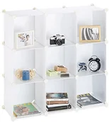 Szafki łazienkowe - Relaxdays system regałów 9 kieszenie, ściana przesuwna z tworzywa sztucznego, regał stojący regał łazienkowy, "zrób to sam", 95 x 95 x 32 cm, różne otwarta. Kolory 10021956_49 - miniaturka - grafika 1