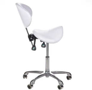 Beauty System Taboret kosmetyczny z oparciem BY-3004 biały BSBY-3004/WHITE - Krzesła i taborety kosmetyczne - miniaturka - grafika 3