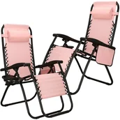 Leżaki ogrodowe - Springos Leżak ogrodowy grawitacyjny różowy zero gravity zestaw 2 szt. 2x GC0027 - miniaturka - grafika 1