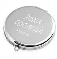 Lusterka do makijażu - Murrano Lusterko okrągłe srebrne z grawerem żona idealna LSTR-OKS-030 - miniaturka - grafika 1