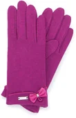 Rękawiczki - Wittchen Damskie rękawiczki z kokardką i lamówką 47-6-120-P - miniaturka - grafika 1