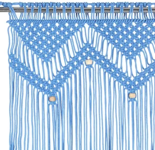 vidaXL Zasłona z makramy, niebieska, 140 x 240 cm, bawełna - Zasłony - miniaturka - grafika 8