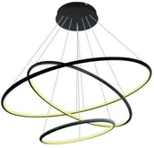 Lampy sufitowe - Mdeco LAMPA wisząca SLIM/000011/3000/B MDECO metalowa OPRAWA biurowy ZWIS LED 99W 3000K pierścienie czarne - miniaturka - grafika 1