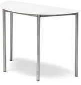 Meble do szkół i przedszkoli - AJ Produkty Stół SONITUS, półokrągły, 1200x600x900 mm, laminat biały, szary aluminium - miniaturka - grafika 1