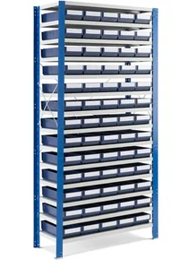 AJ Produkty Regał na małe części z 65 niebieskimi pojemnikami wym. 2100x1065x400 mm - Regały biurowe AJ Produkty Regał na małe części z 65 niebieskimi pojemnikami wym. 2100x1065x400 mm - Regały biurowe - miniaturka - grafika 1