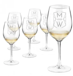 Murrano Kieliszki szklane do wina zestaw x6 grawer z dedykacją dla pary na 6xSKIV-027 - Kieliszki - miniaturka - grafika 2