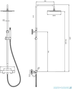 Omnires Y zestaw prysznicowy natynkowy termostatyczny złoty Y1244SUGL | - Baterie umywalkowe - miniaturka - grafika 2