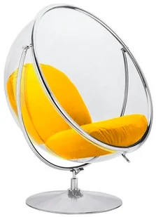 King Home Fotel BUBBLE STAND 2 poduszka żółta - akryl, chrom, wełna 44790-0 - Fotele - miniaturka - grafika 2