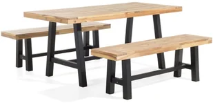 Beliani Zestaw ogrodowy drewniany stół i 2 ławki czarny SCANIA - Meble ogrodowe - miniaturka - grafika 3