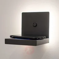 Lampy ścienne - Mantra Kinkiet LED Zanzibar ze stacją ładowania, czarny - miniaturka - grafika 1