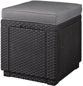 Pufy i podnóżki - Allibert Pufa schowek ogrodowy CUBE rattan z poduszką - grafitowy 15-872 - miniaturka - grafika 1