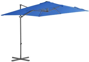 vidaXL Parasol wiszący na stalowym słupku, 250x250 cm, lazurowy 46991 - Parasole ogrodowe - miniaturka - grafika 2