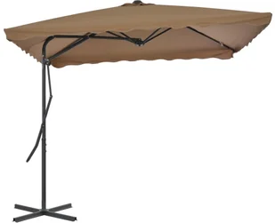 vidaXL Parasol ogrodowy na słupku stalowym, 250 x 250 cm, kolor taupe - Parasole ogrodowe - miniaturka - grafika 2
