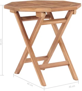 vidaXL Składany stolik ogrodowy, 45x45x45 cm, lite drewno tekowe - Stoły ogrodowe - miniaturka - grafika 7