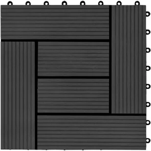 VidaXL Lumarko Płytki tarasowe, 11 szt., WPC, 30 x 30 cm, 1 m, czarne 45026 VidaXL - Podesty i deski tarasowe - miniaturka - grafika 5