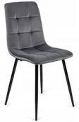 Krzesła - Mebel Elite Krzesło Tapicerowane Do Jadalni PERU Szare Welurowe - miniaturka - grafika 1