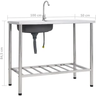 vidaXL Lumarko Zlewozmywak kempingowy, dwukomorowy, z kranem, stal nierdzewna 151211 - Zlewozmywaki - miniaturka - grafika 8