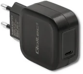 Ładowarki do telefonów - Qoltec ŁADOWARKA SIECIOWA USB TYP C, PD, 5V, 3A, 20W, CZARNA 51707 - miniaturka - grafika 1