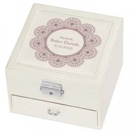 Dzień Babci i Dzień Dziadka - Murrano Szkatułka na Biżuterię Kremowa z Nadrukiem Dla Babci SZKT-BB-008 - miniaturka - grafika 1