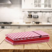 Ściereczki, gąbki, czyściki - DecoKing Zestaw ścierek kuchennych Louie - Czerwony - 3 szt. - miniaturka - grafika 1