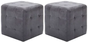 vidaXL Pufy, 2 szt., szare, 30 x 30 x 30 cm, sztuczna skóra zamszowa - Taborety i hokery - miniaturka - grafika 2