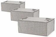 Pudła i pojemniki do przechowywania - Compactor COMPACTOR RAN8107 3-częściowy zestaw toreb do przechowywania kołder, 100% hermetyczny zamek błyskawiczny, ochrona przed kurzem, szarobrązowy/kropkowy, polipropylen i EVA, 50 x 70 x 30 cm - miniaturka - grafika 1