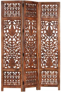 vidaXL vidaXL Parawan 3-panelowy, rzeźbiony, brązowy 120x165 cm, drewno mango - Parawany - miniaturka - grafika 15