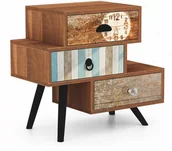 Szafki nocne - Halmar szafka nocna MEZO KM1 wielobarna na czarnych nogach - miniaturka - grafika 1