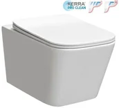 Miski WC - Kerra Miska Wc rimless podwieszana 51,5x36x34 cm/ rozstaw 18 cm + deska SLIM, biała połysk TINOS TINOS Biały Połysk - miniaturka - grafika 1