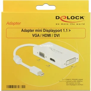 Delock Adapter miniDisplayport 1.1 męski > VGA / HDMI / DVI żeński pasywne biały (62630) - Adaptery i przejściówki - miniaturka - grafika 3