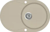 Zlewozmywaki - vidaXL Granitowy zlewozmywak jednokomorowy owalny beżowy 144866 - miniaturka - grafika 1