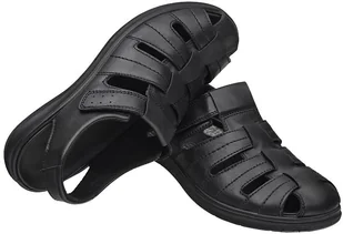 Imac Włoskie Półbuty 701100 2290/011 Black Czarne na rzepy męskie 21028 - Półbuty męskie - miniaturka - grafika 2