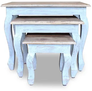 vidaXL Zestaw 3 stolików bocznych, lite drewno z odzysku - Ławy i stoliki kawowe - miniaturka - grafika 3