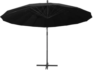 vidaXL Parasol ogrodowy, wiszący, czarny, 3 m, słupek aluminiowy vidaXL - Parasole ogrodowe - miniaturka - grafika 4