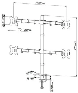 Techly Techly Uchwyt nabiurkowy na 4 monitory 13-27cali 4x10kg czarny - Akcesoria do monitorów - miniaturka - grafika 4