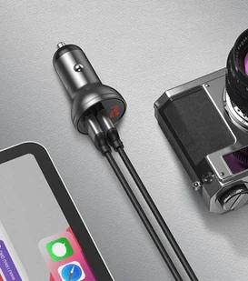 Baseus ładowarka samochodowa 2x USB 4,8A 24W z LCD szary (CCBX-0G) - Ładowarki do telefonów - miniaturka - grafika 28