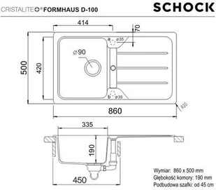 Schock FORMHAUS D-100 Asphalt - Zlewozmywaki - miniaturka - grafika 3